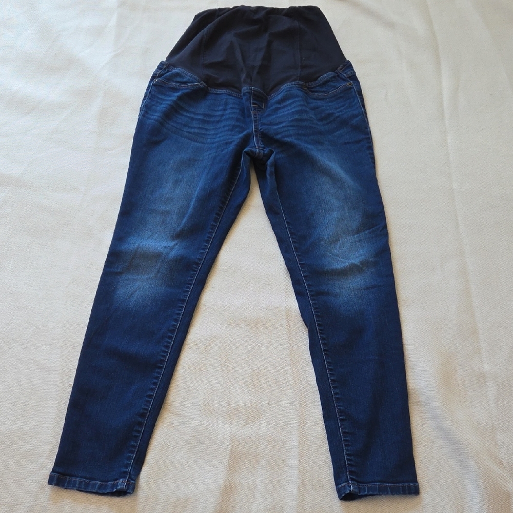 Ingrid & Isabel Dark Blue Maternity Jeggings with Black Panel